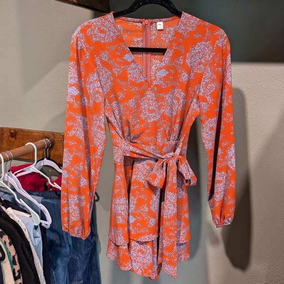 Orange Floral Romper - Picture 1 of 3
